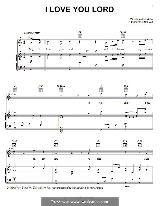 I Love You Lord (The Katinas): Para vocais e piano (ou Guitarra) by David Fellingham