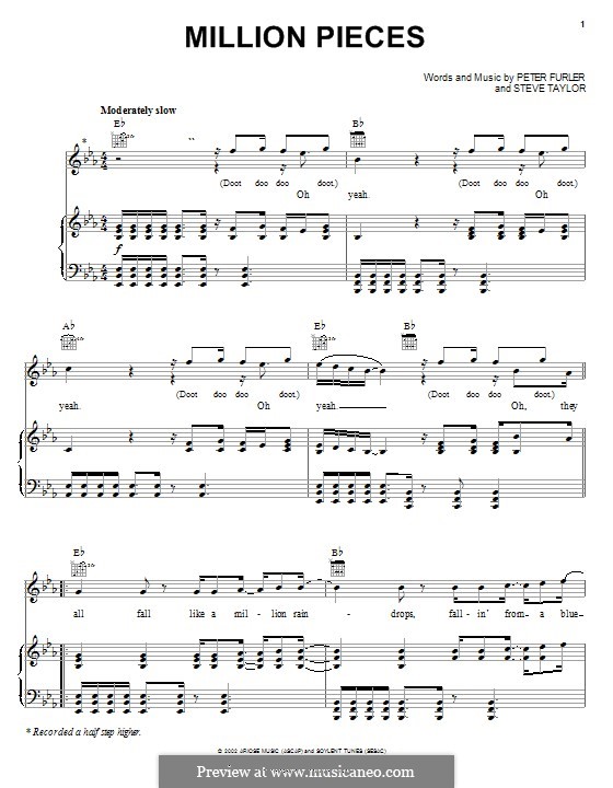 Million Pieces (Newsboys): Para vocais e piano (ou Guitarra) by Peter Furler, Steve Taylor