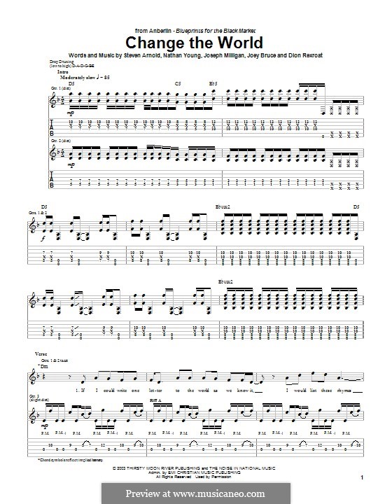 Change the World (Anberlin): Para guitarra com guia by Deon Rexroat, Joseph Milligan, Nathan Young, Stephen Arnold, Joey Bruce