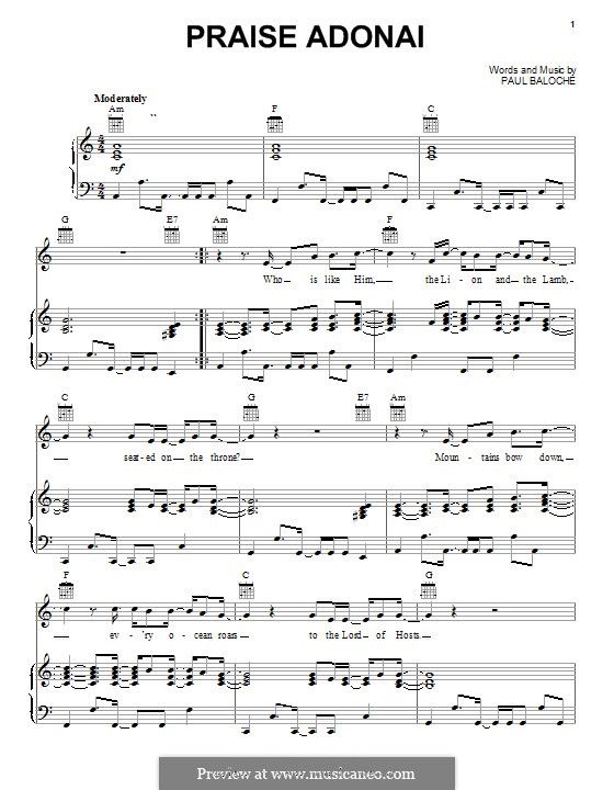 Praise Adonai: Para vocais e piano (ou Guitarra) by Paul Baloche
