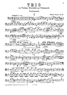 String Trio in G Minor, Op.69: parte violoncelo by Wilhelm Berger