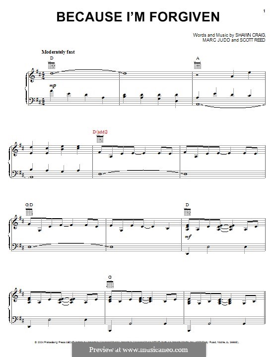 Because I'm Forgiven (Phillips, Craig & Dean): Para vocais e piano (ou Guitarra) by Scott Reed, Shawn Craig, Marc Judd