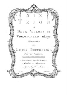 Six Sonatas for Two Violins and Cello Obligato, G.83-88 Op.6: violino parte I by Luigi Boccherini