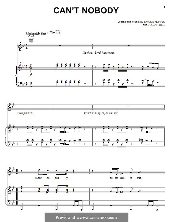Can't Nobody: Para vocais e piano (ou Guitarra) by Josiah Bell, Smokie Norful