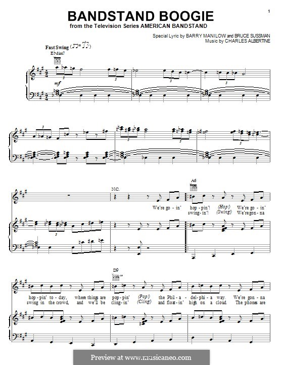Bandstand Boogie: Para vocais e piano (ou Guitarra) by Charles Albertine