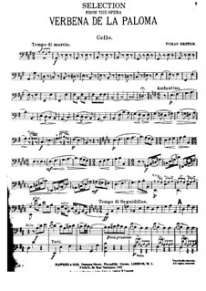 La verbena de la Paloma. Selection: parte violoncelo by Tomás Bretón