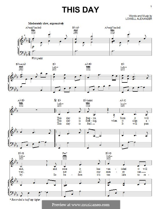 This Day (Point of Grace): Para vocais e piano (ou Guitarra) by Lowell Alexander