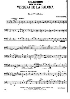 La verbena de la Paloma. Selection: Bass trombone part by Tomás Bretón