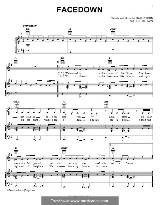 Facedown: Para vocais e piano (ou Guitarra) by Matt Redman, Beth Redman