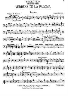 La verbena de la Paloma. Selection: Drums part by Tomás Bretón