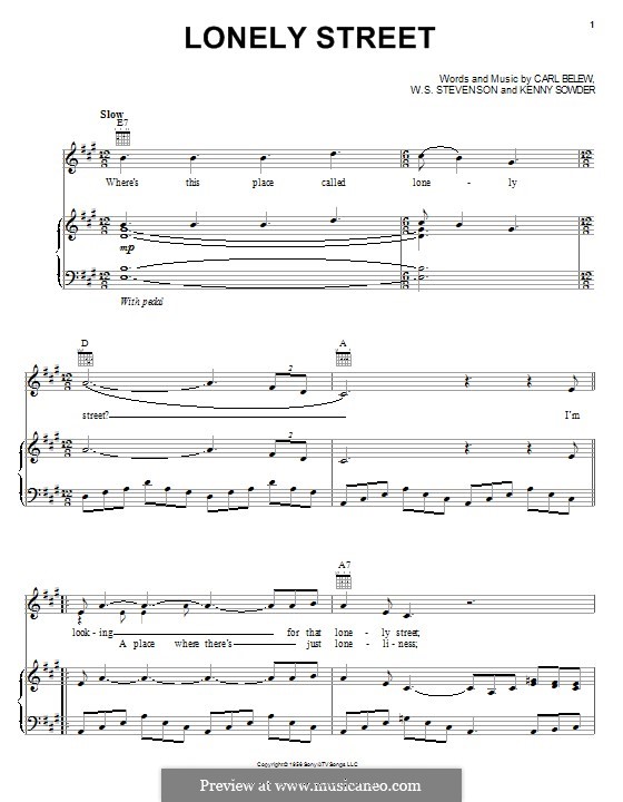 Lonely Street: Para vocais e piano (ou Guitarra) by Andy Williams, W.S. Stevenson, Carl Belew