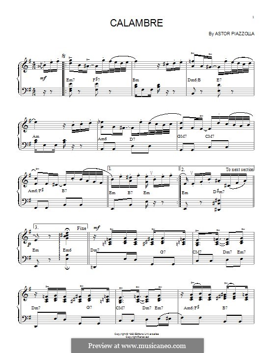 Calambre: Para Piano by Astor Piazzolla