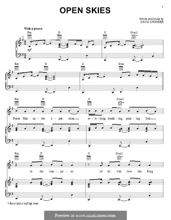 Open Skies (David Crowder Band): Para vocais e piano (ou Guitarra) by David Crowder