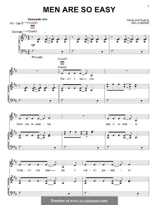 Men are so Easy: Para vocais e piano (ou Guitarra) by Neil Diamond