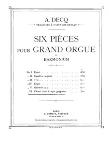 Six Pieces for Organ: No.6 Gregorian chant by Adhemar Decq