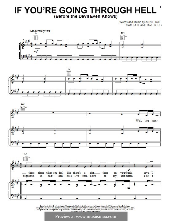 If You're Going Through Hell (Before the Devil Even Knows): Para vocais e piano (ou Guitarra) by Dave Berg, Annie Tate, Sam Tate