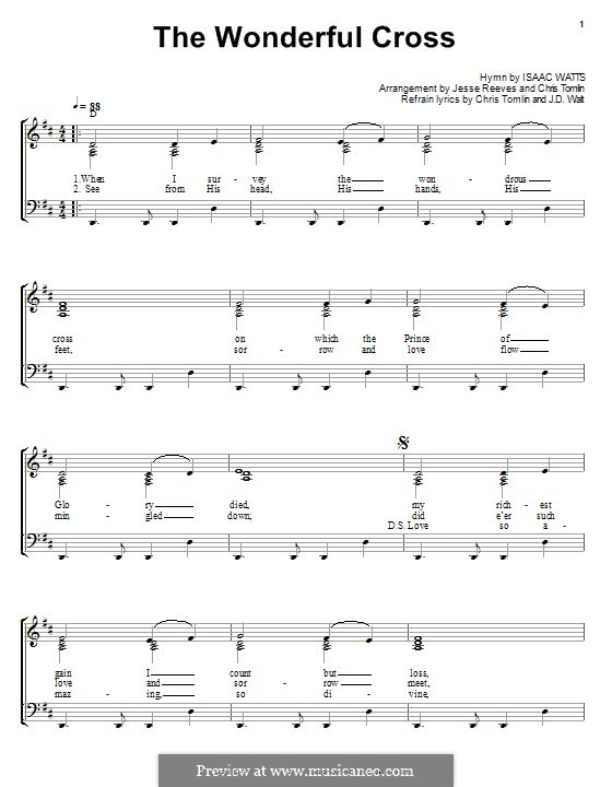 The Wonderful Cross (Phillips, Craig & Dean): Para vocais e piano (ou Guitarra) by Chris Tomlin, Jesse Reeves
