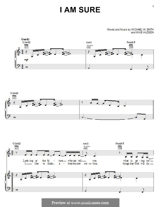 I am Sure: Para vocais e piano (ou Guitarra) by Michael W. Smith, Mike Hudson