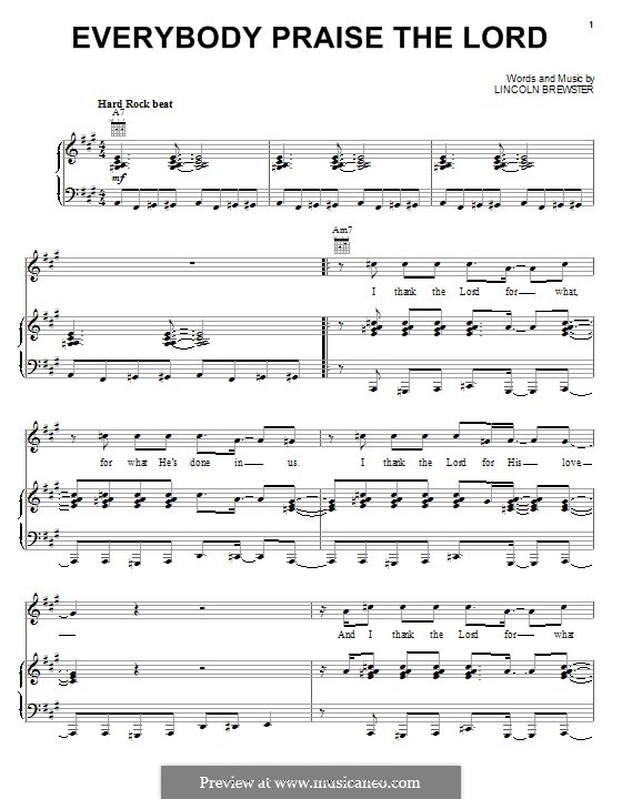 Everybody Praise the Lord: Para vocais e piano (ou Guitarra) by Lincoln Brewster