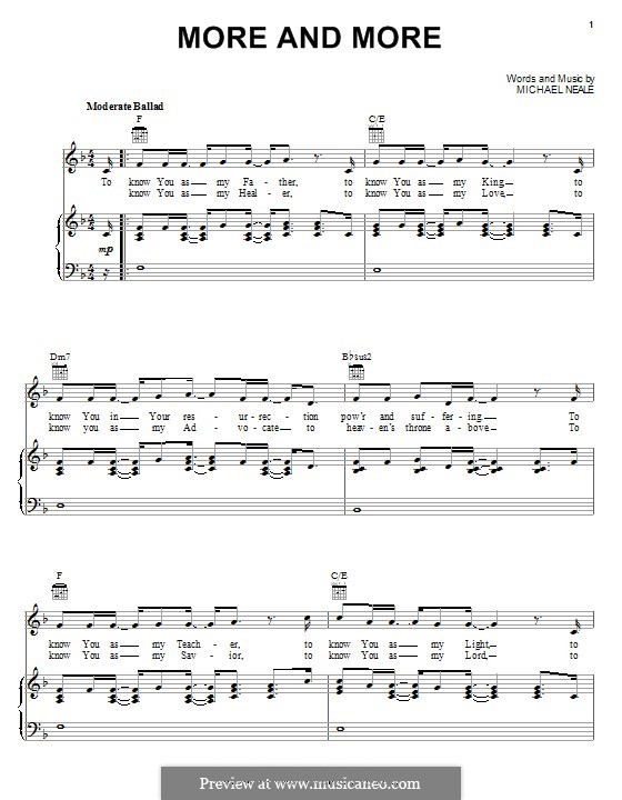 More and More: Para vocais e piano (ou Guitarra) by Michael Neale