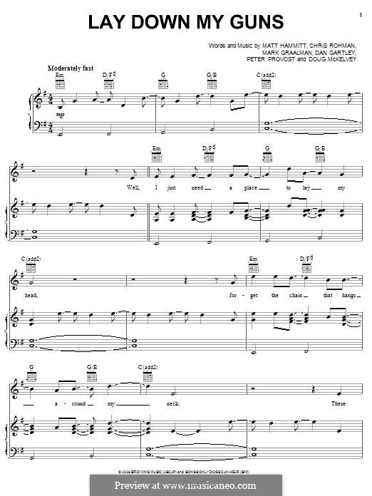 Lay Down My Guns (Sanctus Real): Para vocais e piano (ou Guitarra) by Chris Rohman, Doug McKelvey, Matt Hammitt, Mark Graalman, Dan Gartley, Peter Prevost