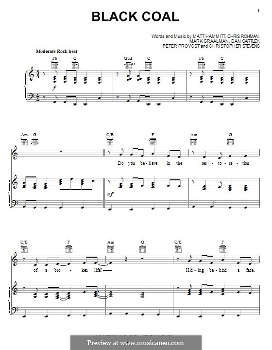 Black Coal (Sanctus Real): Para vocais e piano (ou Guitarra) by Chris Rohman, Matt Hammitt, Chris Stevens, Mark Graalman, Dan Gartley, Peter Prevost