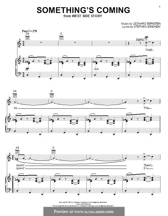 Something's Coming: Para vocais e piano (ou Guitarra) by Leonard Bernstein