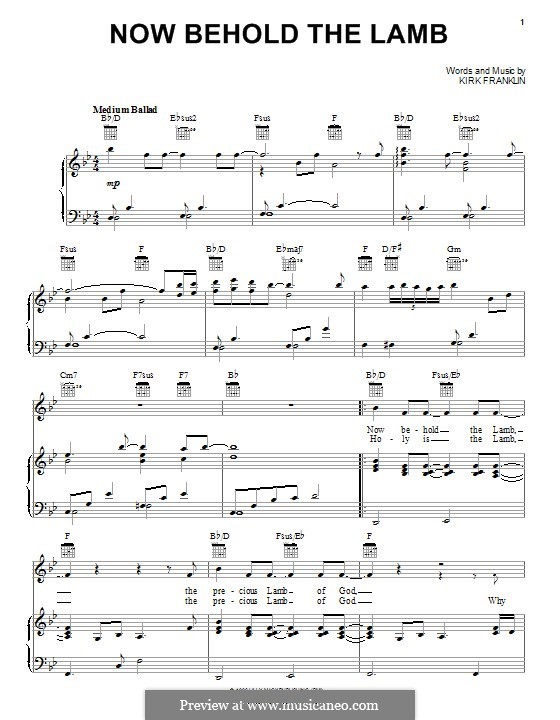 Now Behold the Lamb: Para vocais e piano (ou Guitarra) by Kirk Franklin