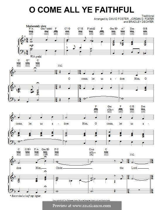 O Come All Ye Faithful: Para vocais e piano (ou Guitarra) by folklore