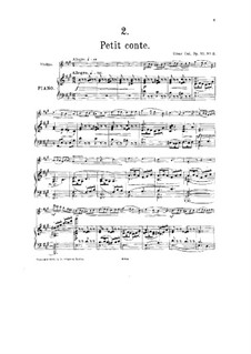 Six Bagatelles for Violin and Piano, Op.51: No.2 Petit conte – score, part by César Cui