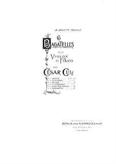 Six Bagatelles for Violin and Piano, Op.51: No.4 A la Mazurka – part by César Cui