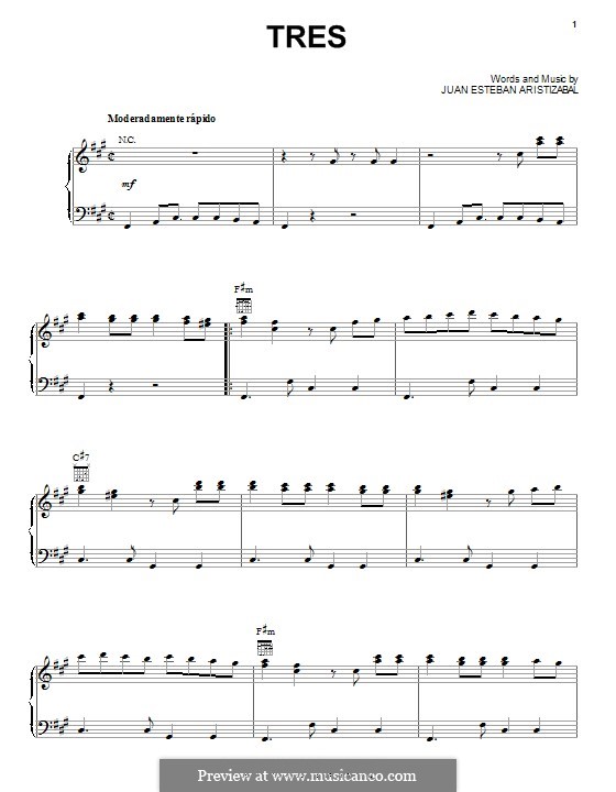 Tres (Juanes): Para vocais e piano (ou Guitarra) by Juan Esteban Aristizabal