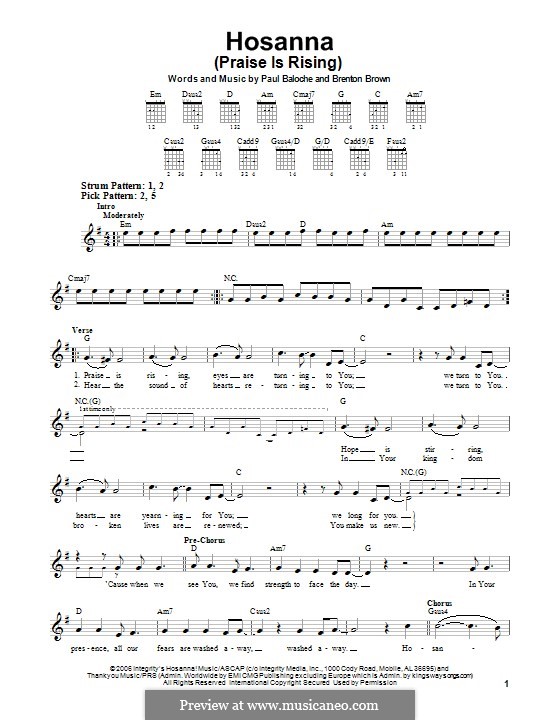 Hosanna (Praise is Rising): Para guitarra com guia by Paul Baloche, Brenton Brown