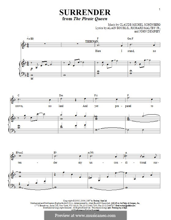 Surrender: Para vocais e piano (ou Guitarra) by Claude-Michel Schönberg