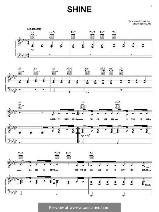 Shine: Para vocais e piano (ou Guitarra) by Matt Redman