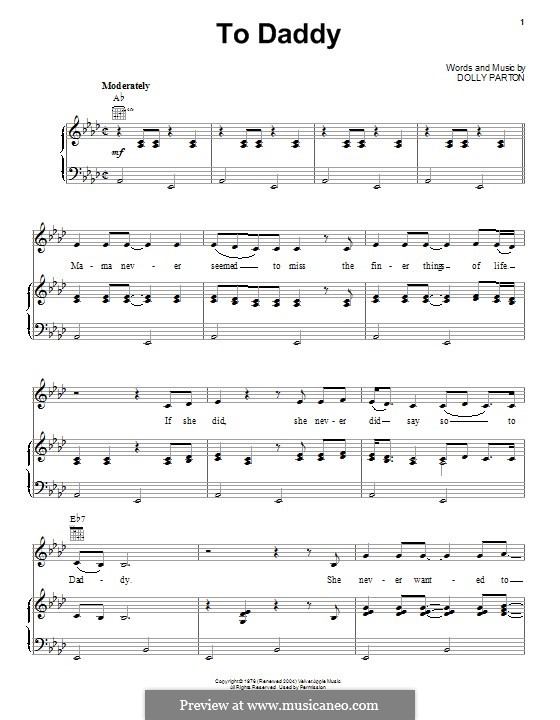 To Daddy: Para vocais e piano (ou Guitarra) by Dolly Parton