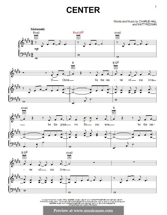 Center: Para vocais e piano (ou Guitarra) by Matt Redman