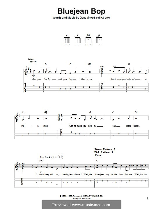 Blue Jean Bop: Para guitarra com guia by Gene Vincent, Hal Levy
