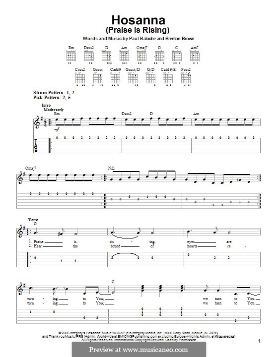 Hosanna (Praise is Rising): Para guitarra com guia by Paul Baloche, Brenton Brown