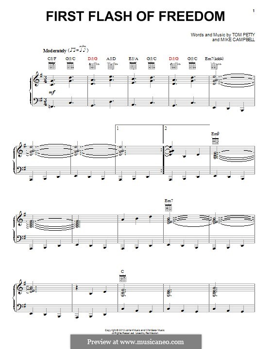 First Flash of Freedom (Tom Petty and The Heartbreakers): Para vocais e piano (ou Guitarra) by Mike Campbell, Tom Petty
