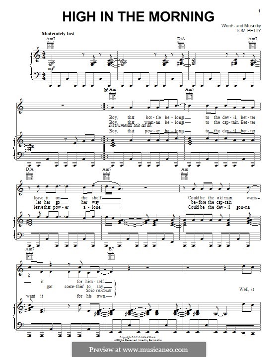 High in the Morning (Tom Petty and The Heartbreakers): Para vocais e piano (ou Guitarra) by Tom Petty