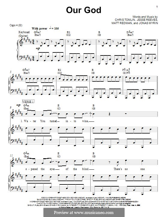 Our God: Para vocais e piano (ou Guitarra) by Chris Tomlin, Jesse Reeves, Jonas Myrin, Matt Redman
