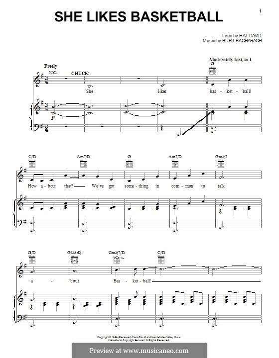 She Likes Basketball: Para vocais e piano (ou Guitarra) by Burt Bacharach