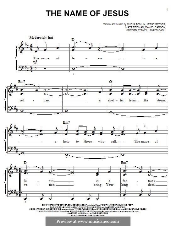The Name of Jesus: Para Piano by Chris Tomlin, Daniel Carson, Ed Cash, Jesse Reeves, Kristian Stanfill, Matt Redman