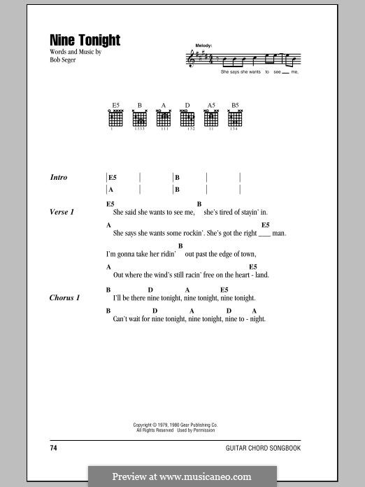 Nine Tonight: Letras e Acordes by Bob Seger