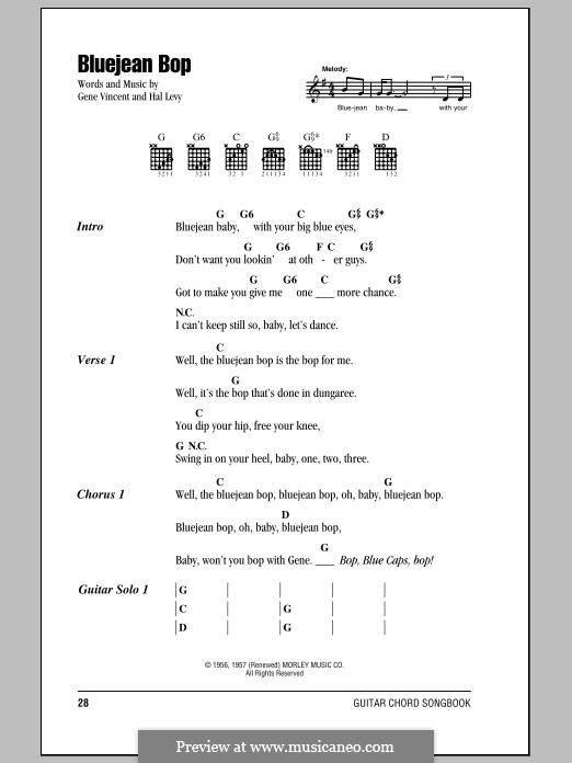 Blue Jean Bop: Letras e Acordes by Gene Vincent, Hal Levy