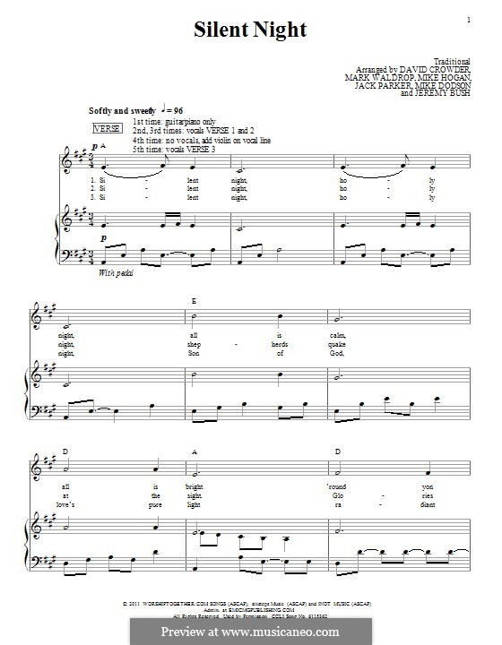 Silent Night: Para vocais e piano (ou Guitarra) by folklore