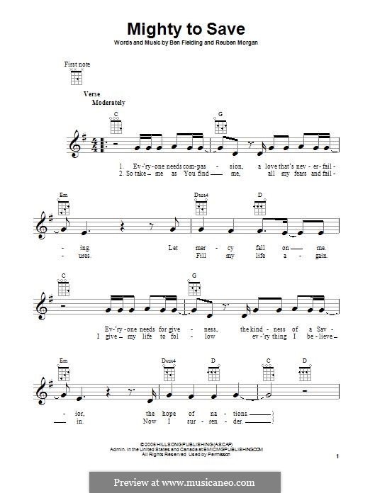 Mighty to Save (Hillsong UNITED): para ukulele by Ben Fielding, Reuben Morgan