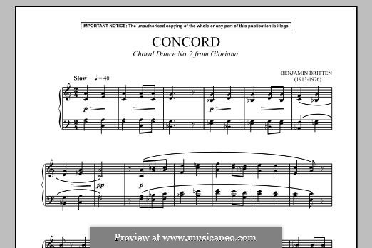 Gloriana, Choral Dance No.2 (Concord): Para Piano by Benjamin Britten