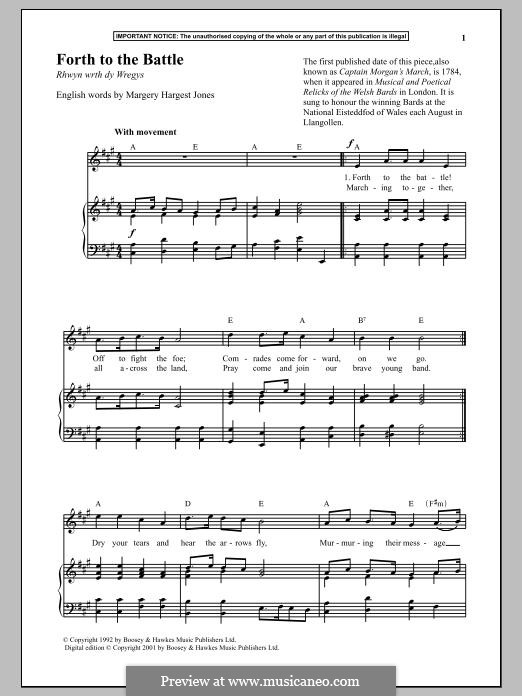 Forth to the Battle: Para vocais e piano by Unknown (works before 1850)